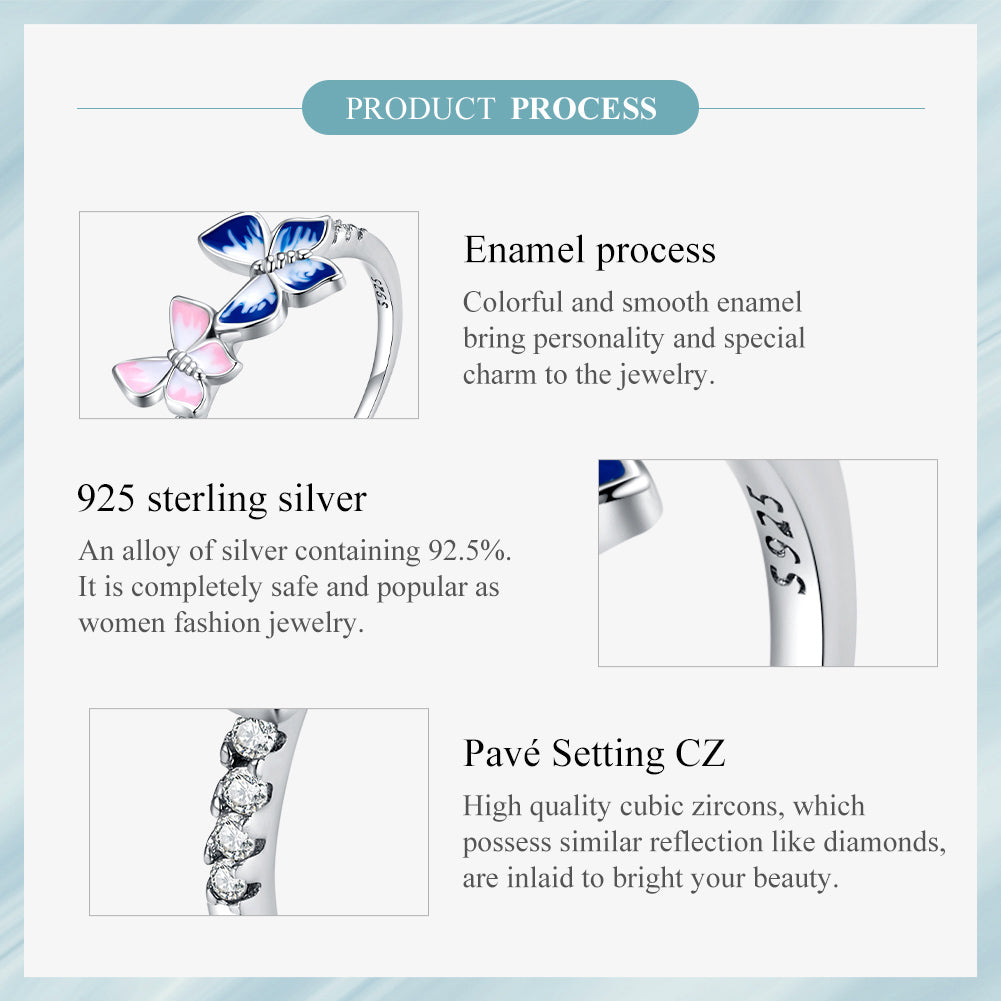 "Sylvory 925 Sterling Silver Butterfly Prism Ring"