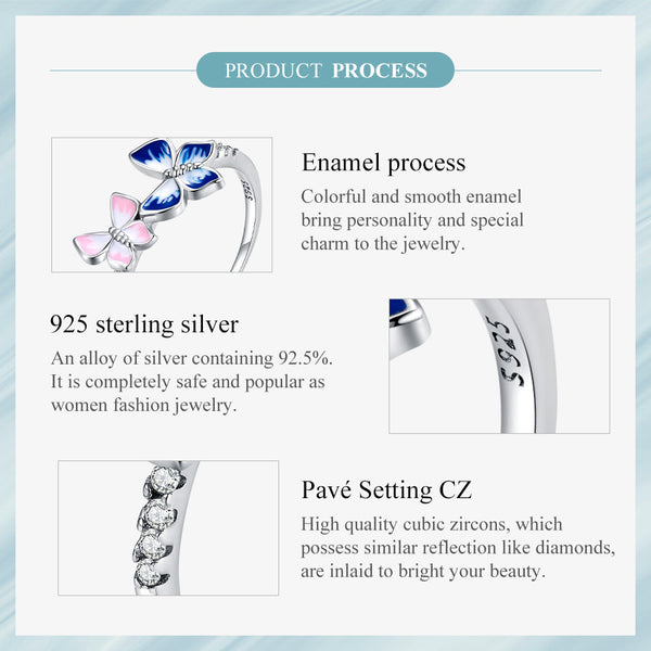 "Sylvory 925 Sterling Silver Butterfly Prism Ring"