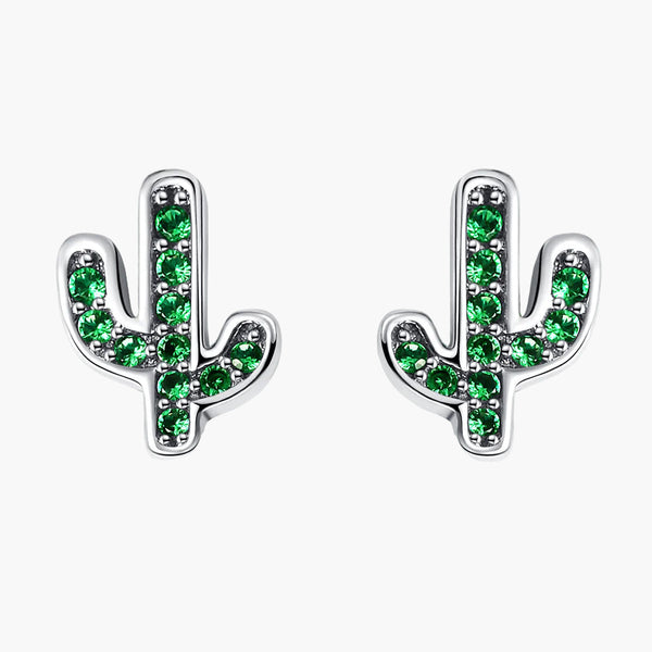Silver Cactus Elegance Studs in 925 Sterling Silver by Sylvory