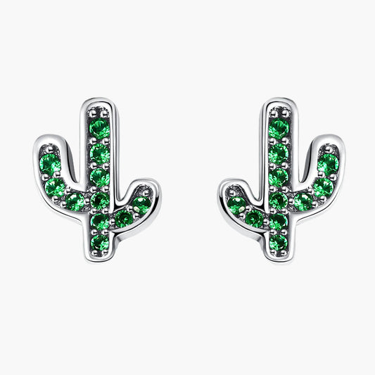 "Sylvory 925 Sterling Silver Cactus Elegance Studs"