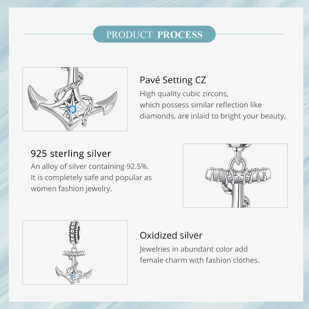 "Sylvory 925 Sterling Silver Captivating Anchor Charm"