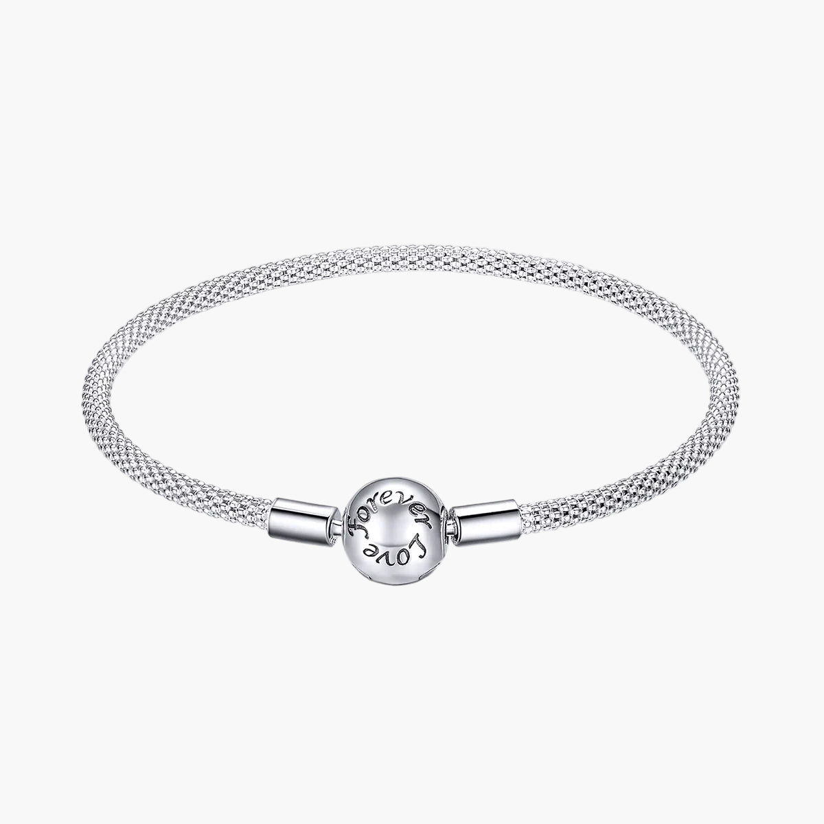 "Sylvory 925 Sterling Silver Chic Mesh Charm Keeper Bracelet"