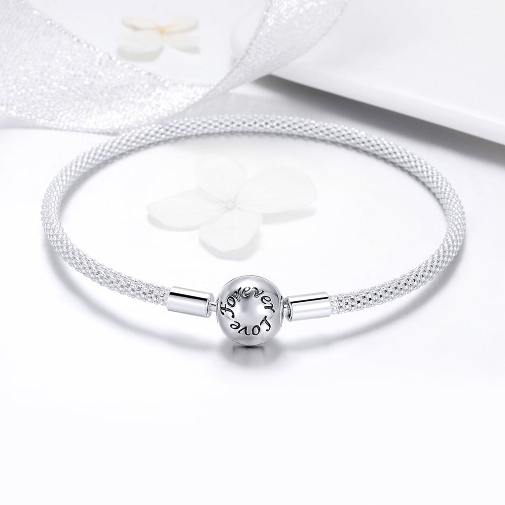 "Sylvory 925 Sterling Silver Chic Mesh Charm Keeper Bracelet"