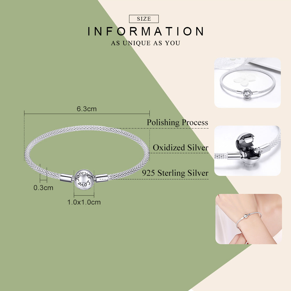 "Sylvory 925 Sterling Silver Chic Mesh Charm Keeper Bracelet"