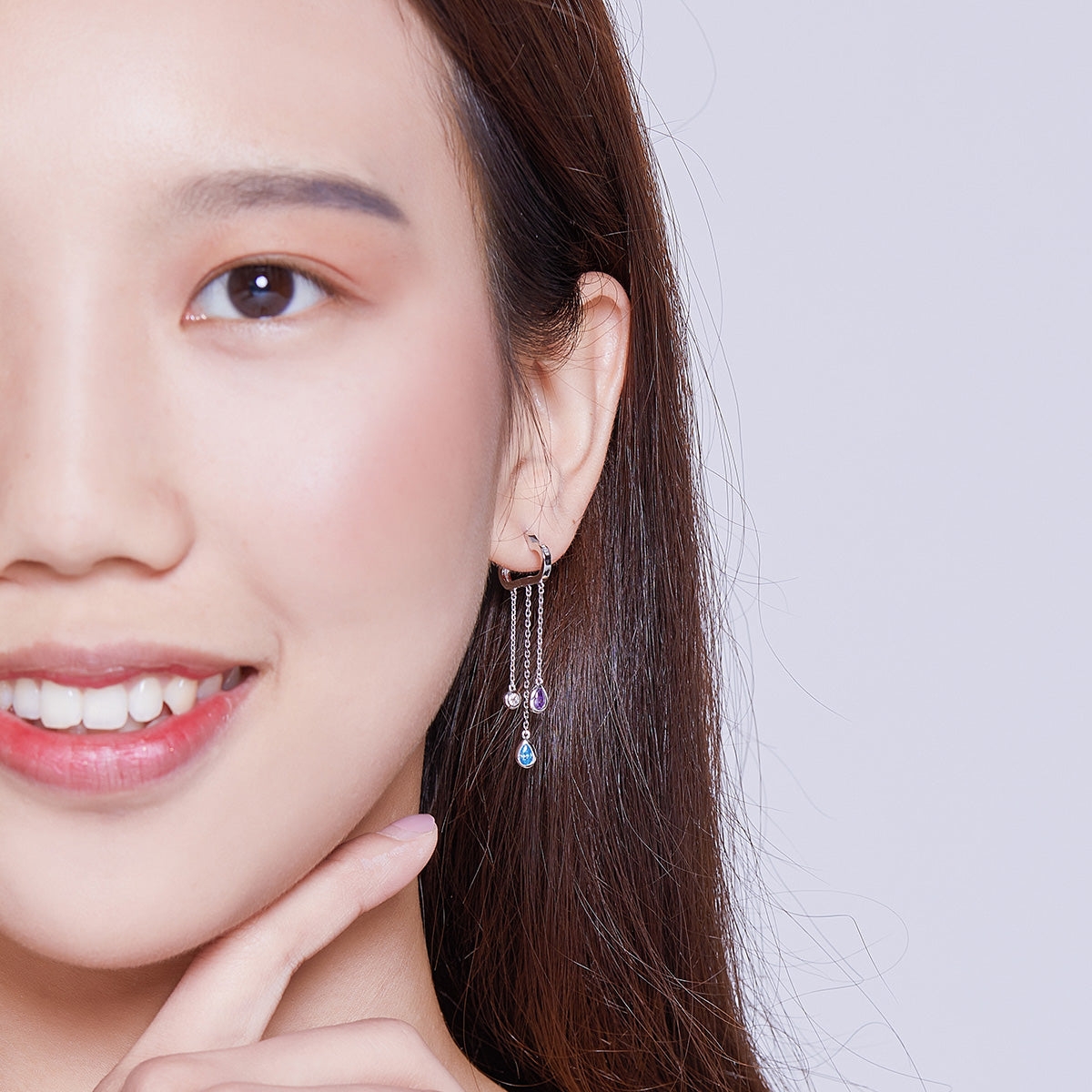 Silver Cloudy Shower Earrings Secondary image