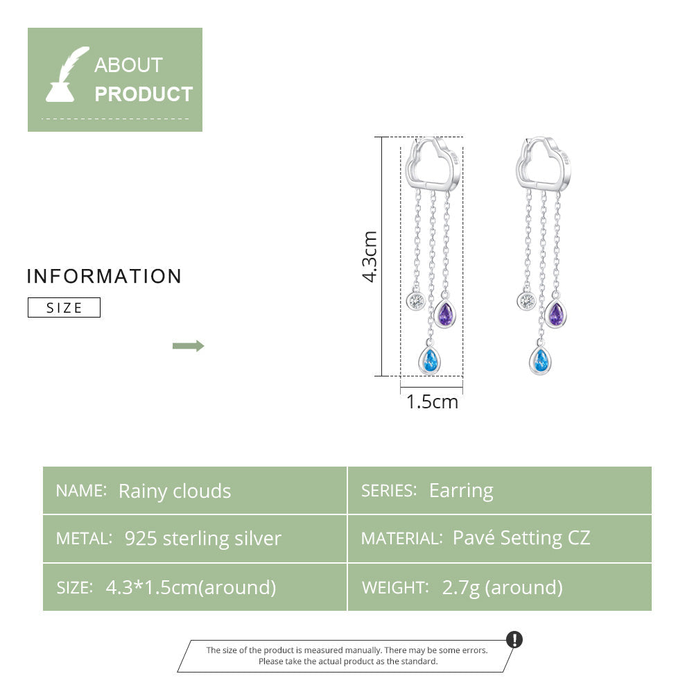 "Sylvory 925 Sterling Silver Cloudy Shower Earrings"