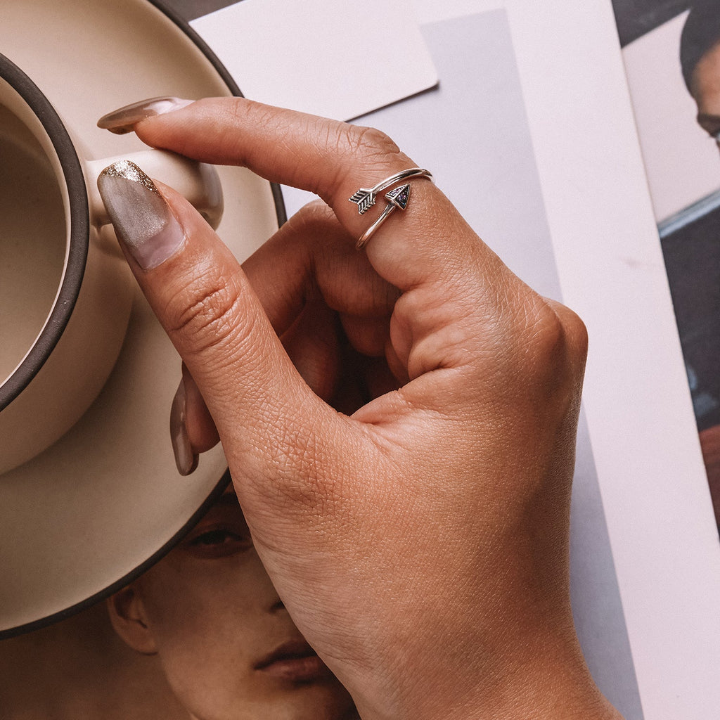 "Sylvory 925 Sterling Silver Colorburst Arrow Ring"