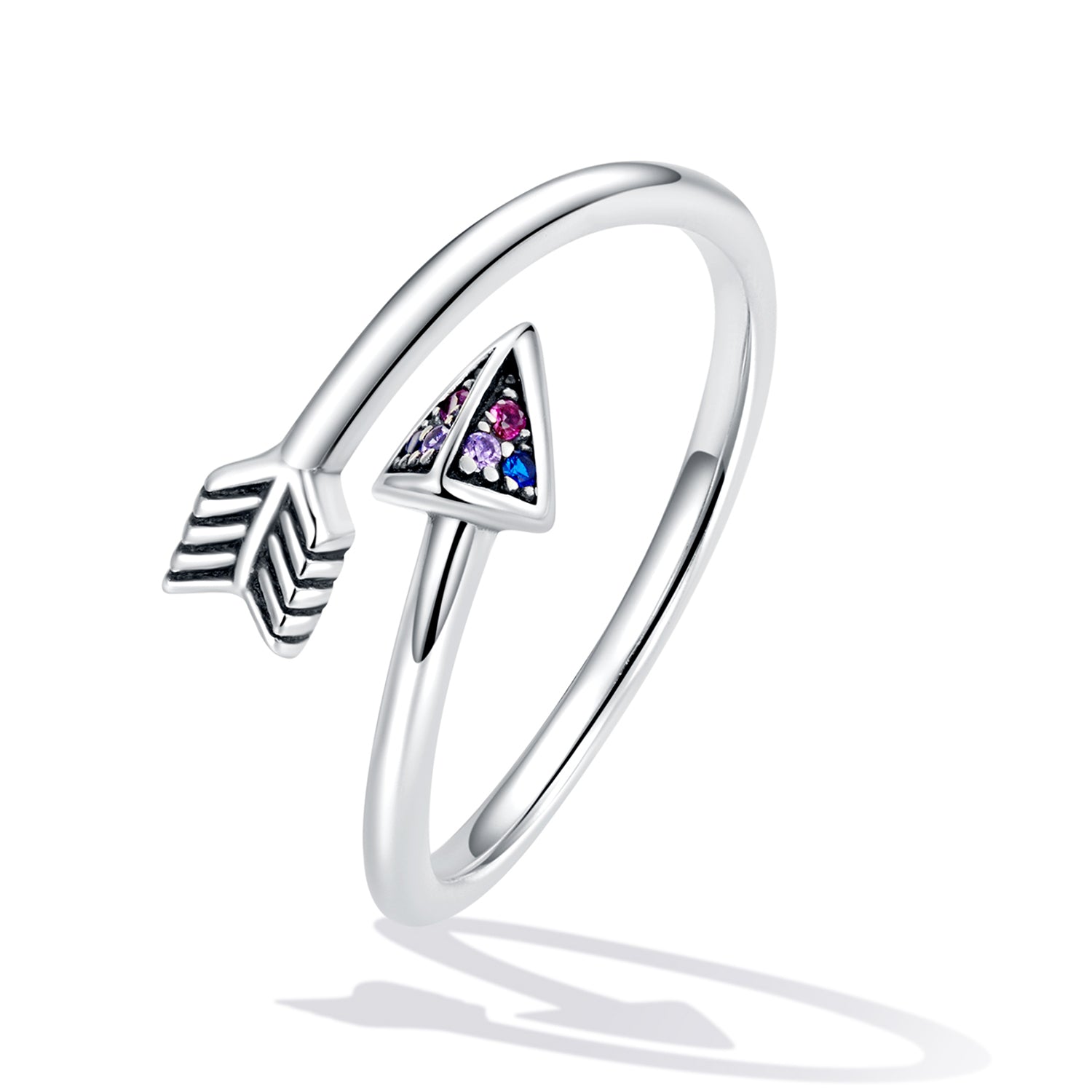 "Sylvory 925 Sterling Silver Colorburst Arrow Ring"