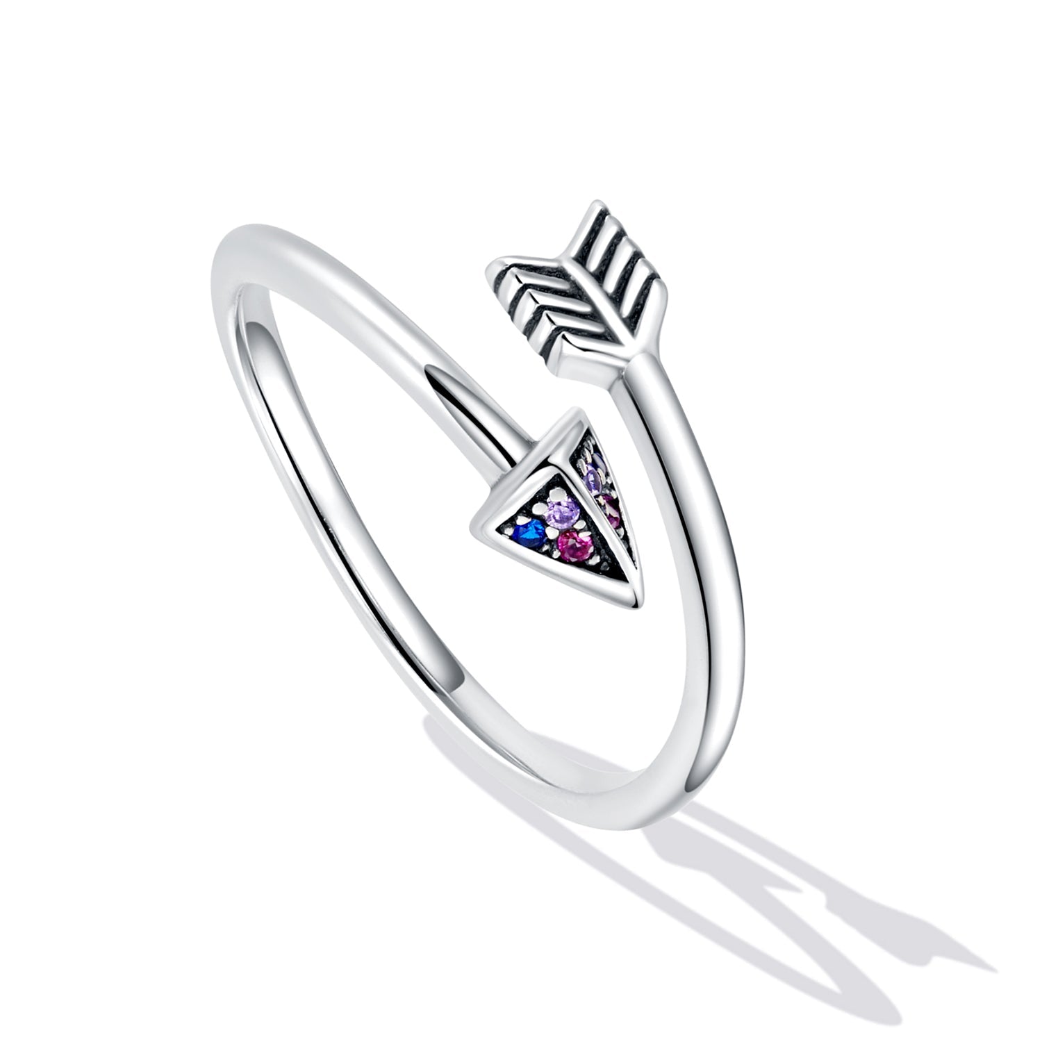 "Sylvory 925 Sterling Silver Colorburst Arrow Ring"