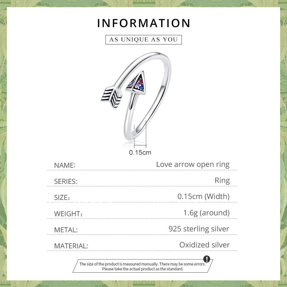 "Sylvory 925 Sterling Silver Colorburst Arrow Ring"