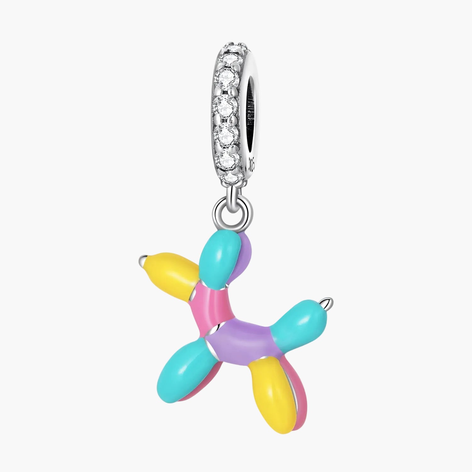 "Sylvory 925 Sterling Silver Colorful Balloon Dog Charm" Main image