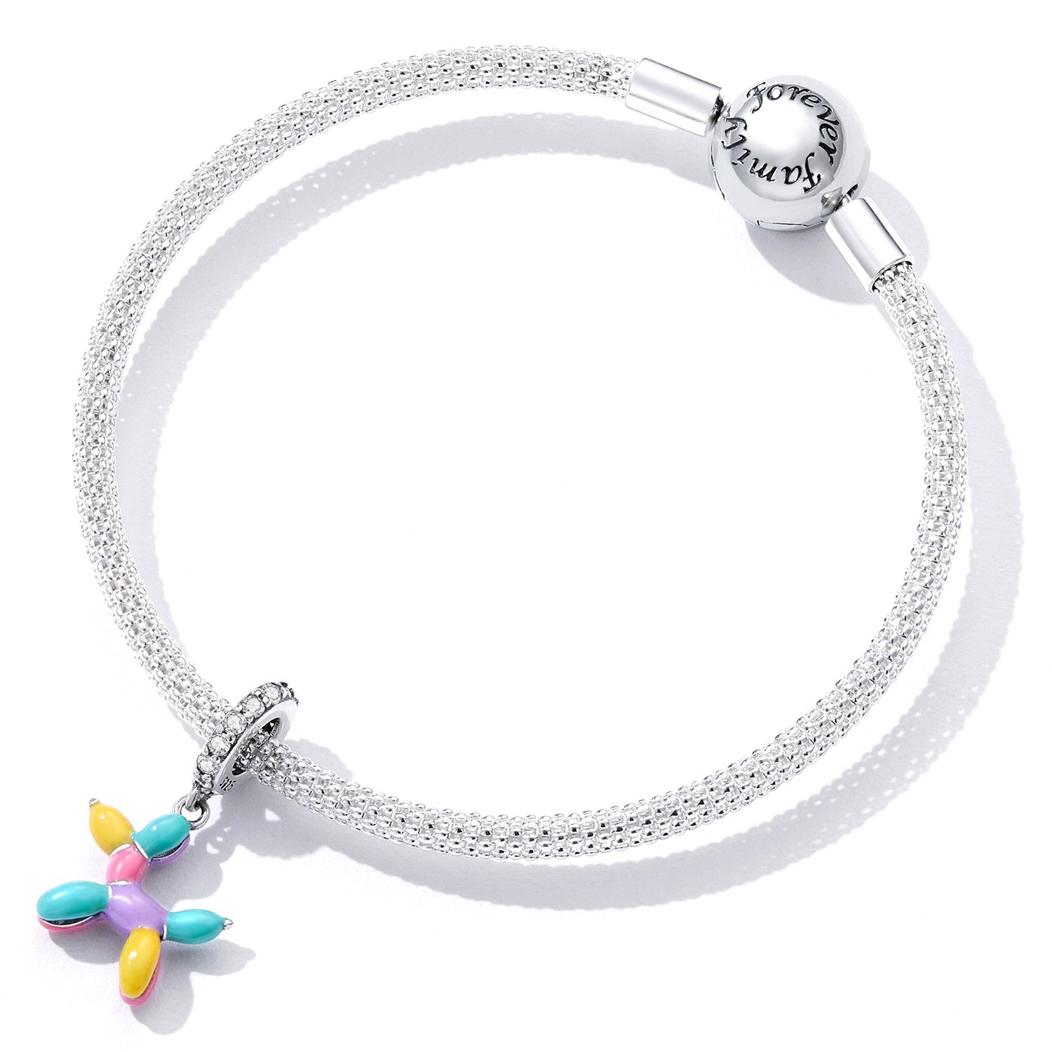 Silver Colorful Balloon Dog Charm Secondary image