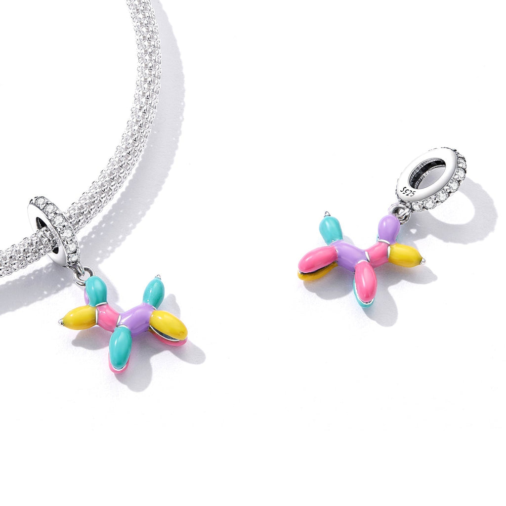 "Sylvory 925 Sterling Silver Colorful Balloon Dog Charm"