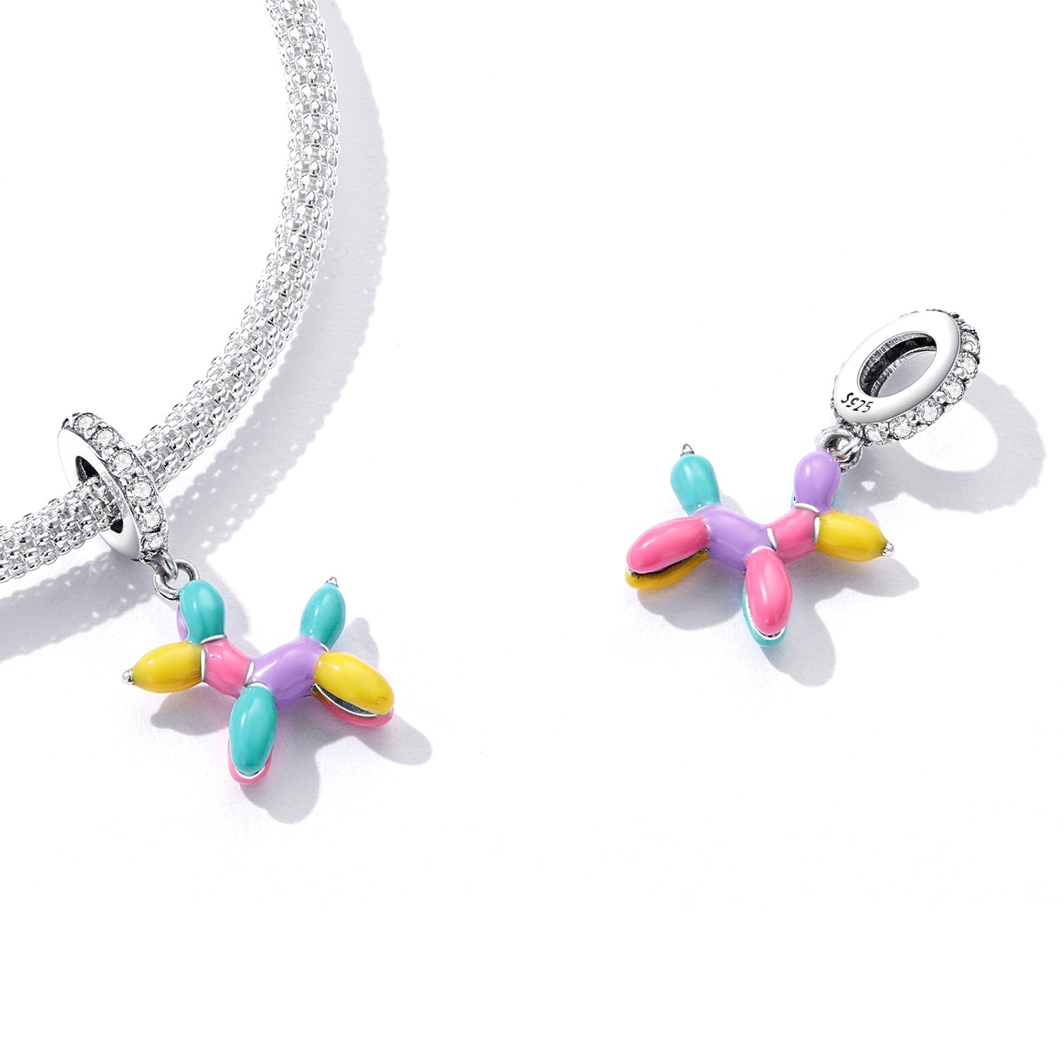 "Sylvory 925 Sterling Silver Colorful Balloon Dog Charm"
