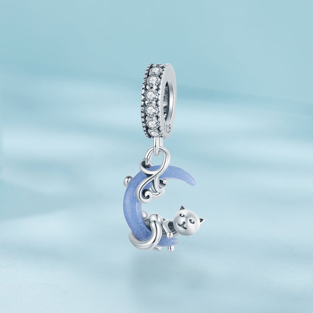 "Sylvory 925 Sterling Silver Cosmic Cat Glow Charm"