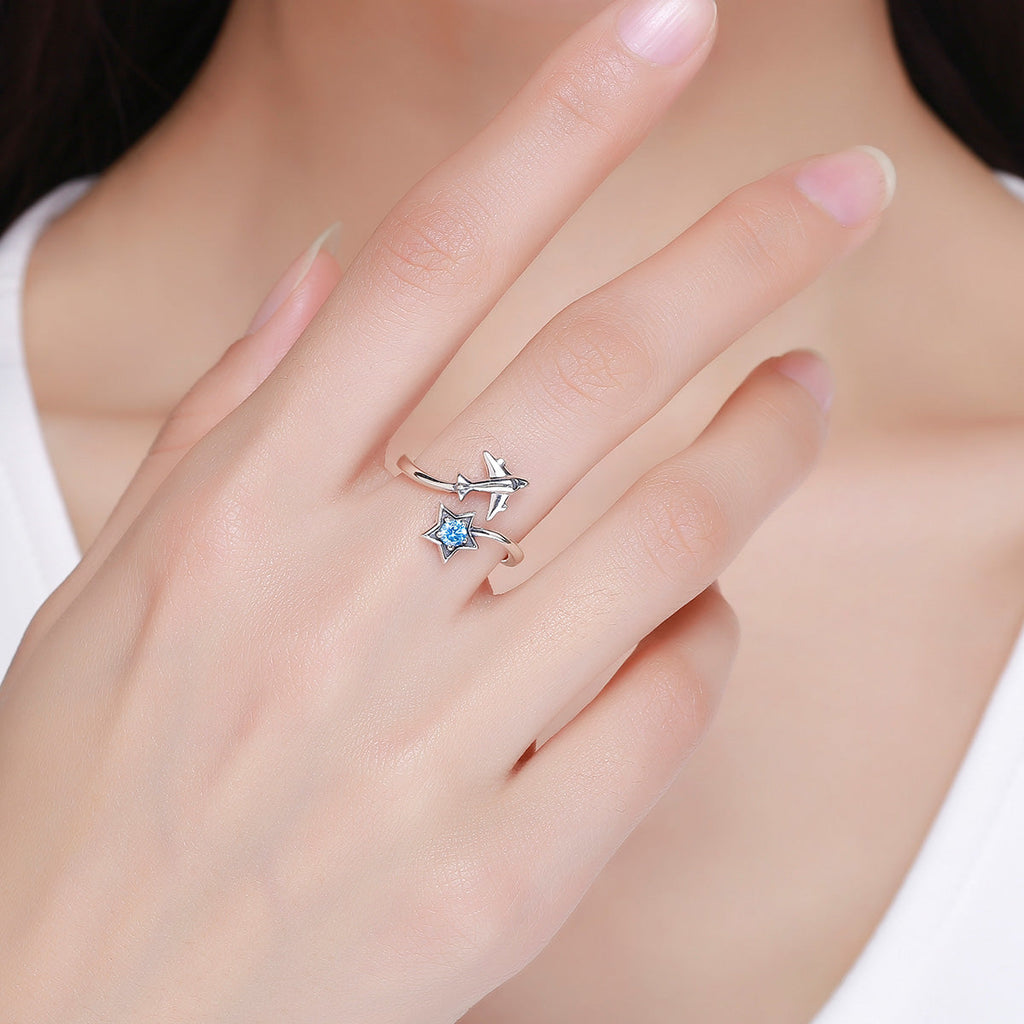 "Sylvory 925 Sterling Silver Cosmic Flight Ring"