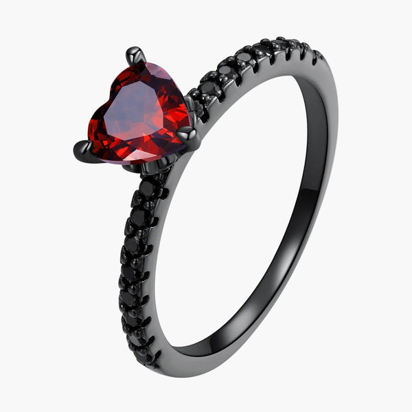 Silver Crimson Midnight Ring in 925 Sterling Silver by Sylvory