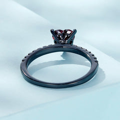 "Sylvory 925 Sterling Silver Crimson Midnight Ring"