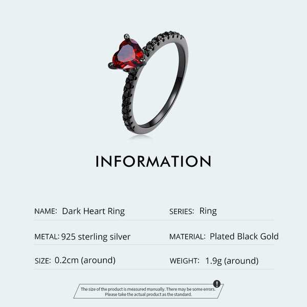 "Sylvory 925 Sterling Silver Crimson Midnight Ring"