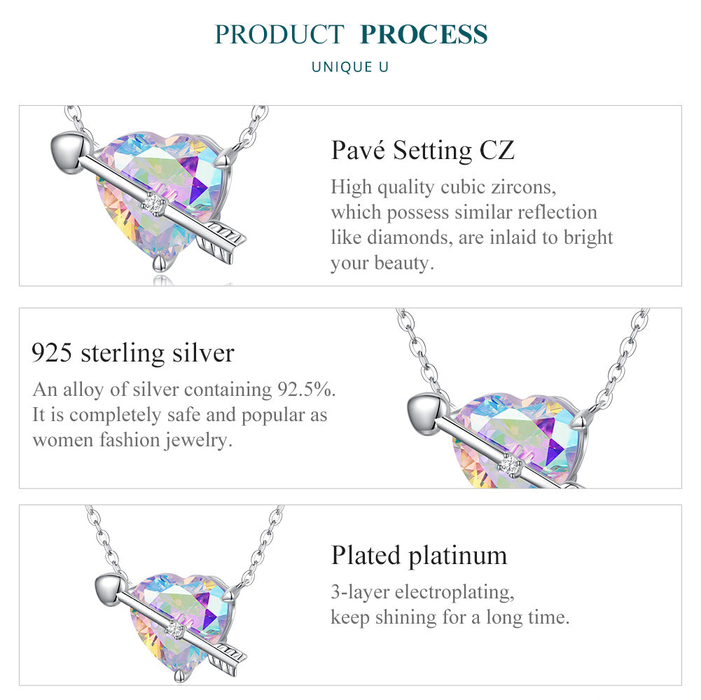"Sylvory 925 Sterling Silver Cupid's Heartstone Necklace"