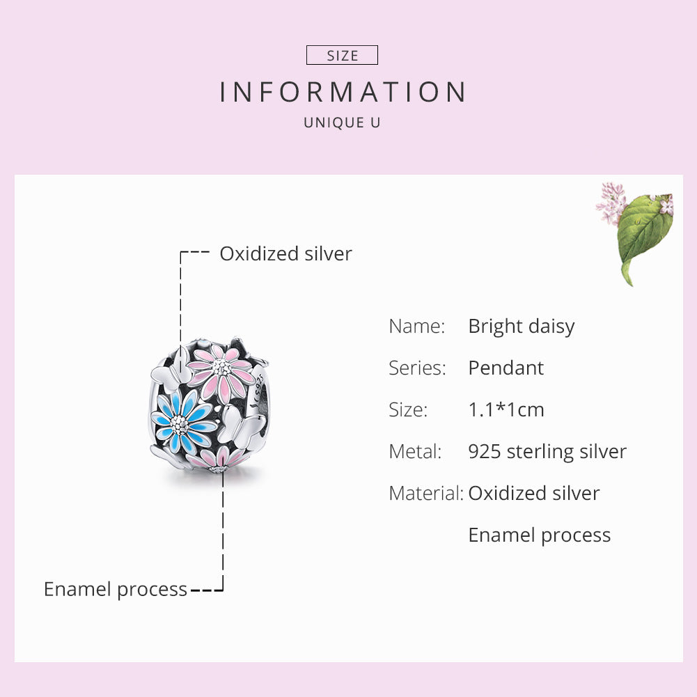 "Sylvory 925 Sterling Silver Daisy Dance Charm"