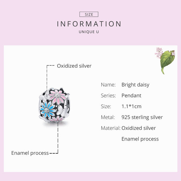 "Sylvory 925 Sterling Silver Daisy Dance Charm"