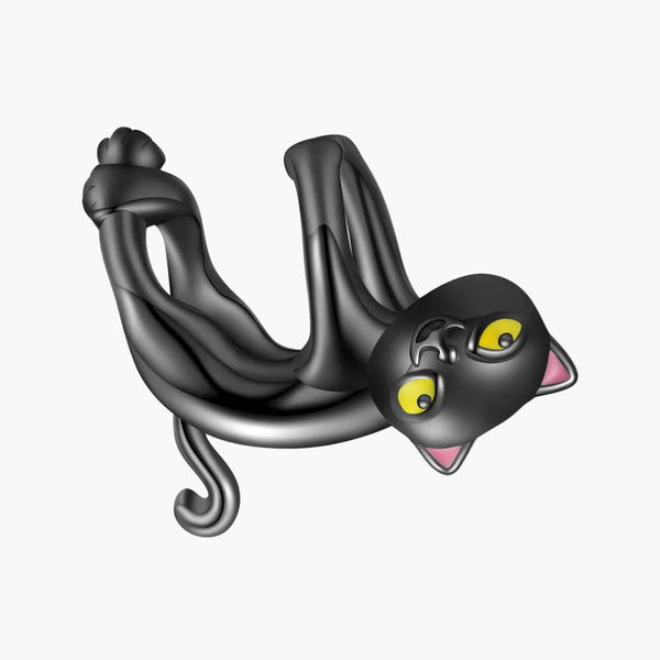 Silver Dangling Purrfection Cat Charm in 925 Sterling Silver by Sylvory