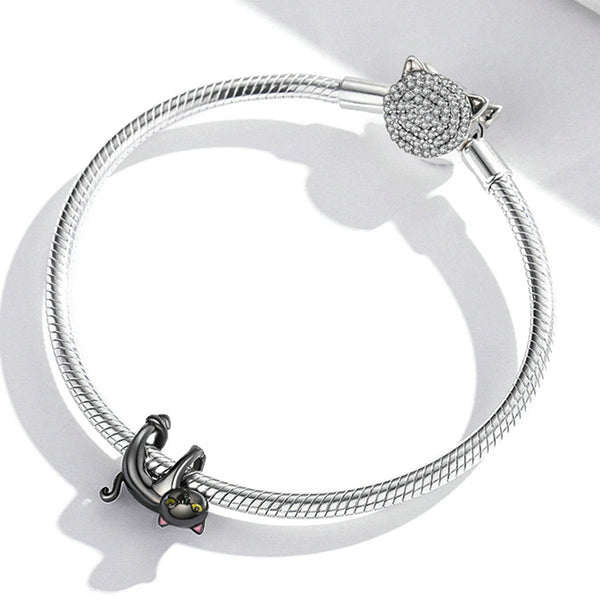 "Sylvory 925 Sterling Silver Dangling Purrfection Cat Charm"