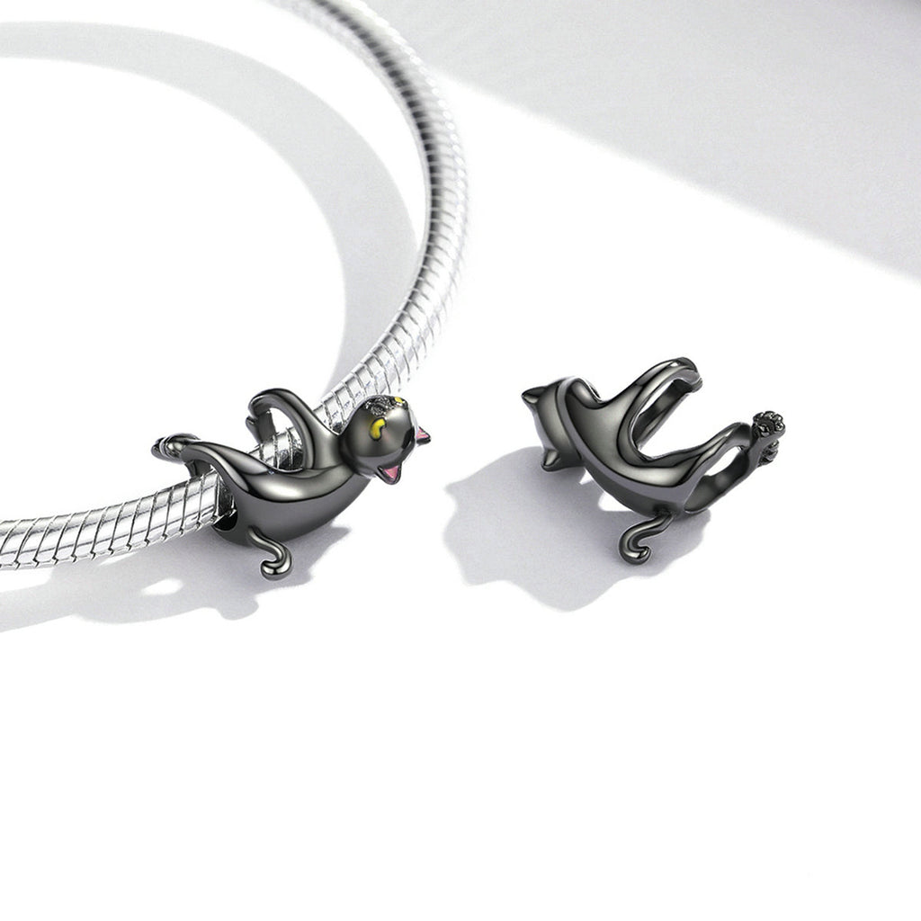 "Sylvory 925 Sterling Silver Dangling Purrfection Cat Charm"