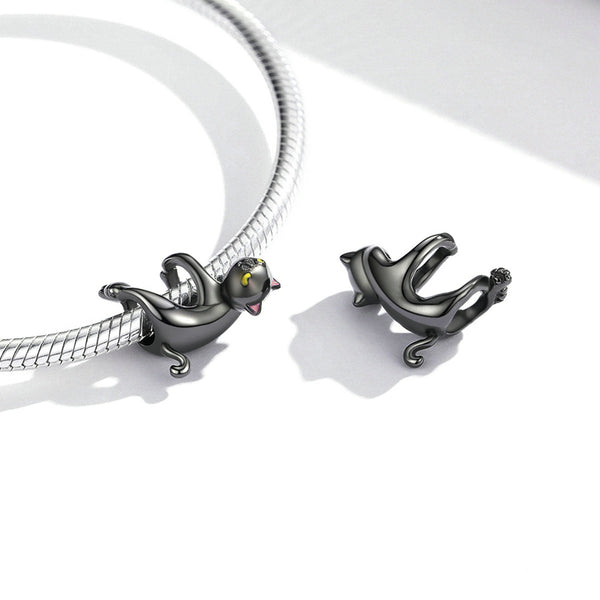 "Sylvory 925 Sterling Silver Dangling Purrfection Cat Charm"