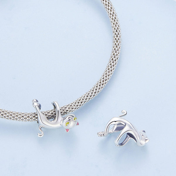"Sylvory 925 Sterling Silver Dangling Purrfection Cat Charm"