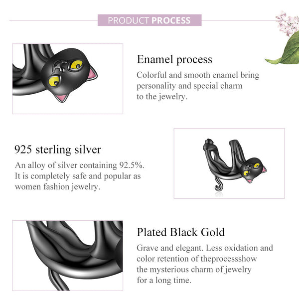 "Sylvory 925 Sterling Silver Dangling Purrfection Cat Charm"