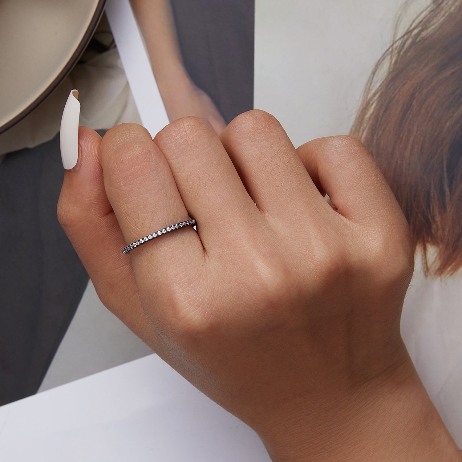 "Sylvory 925 Sterling Silver Dark Horizon Ring"