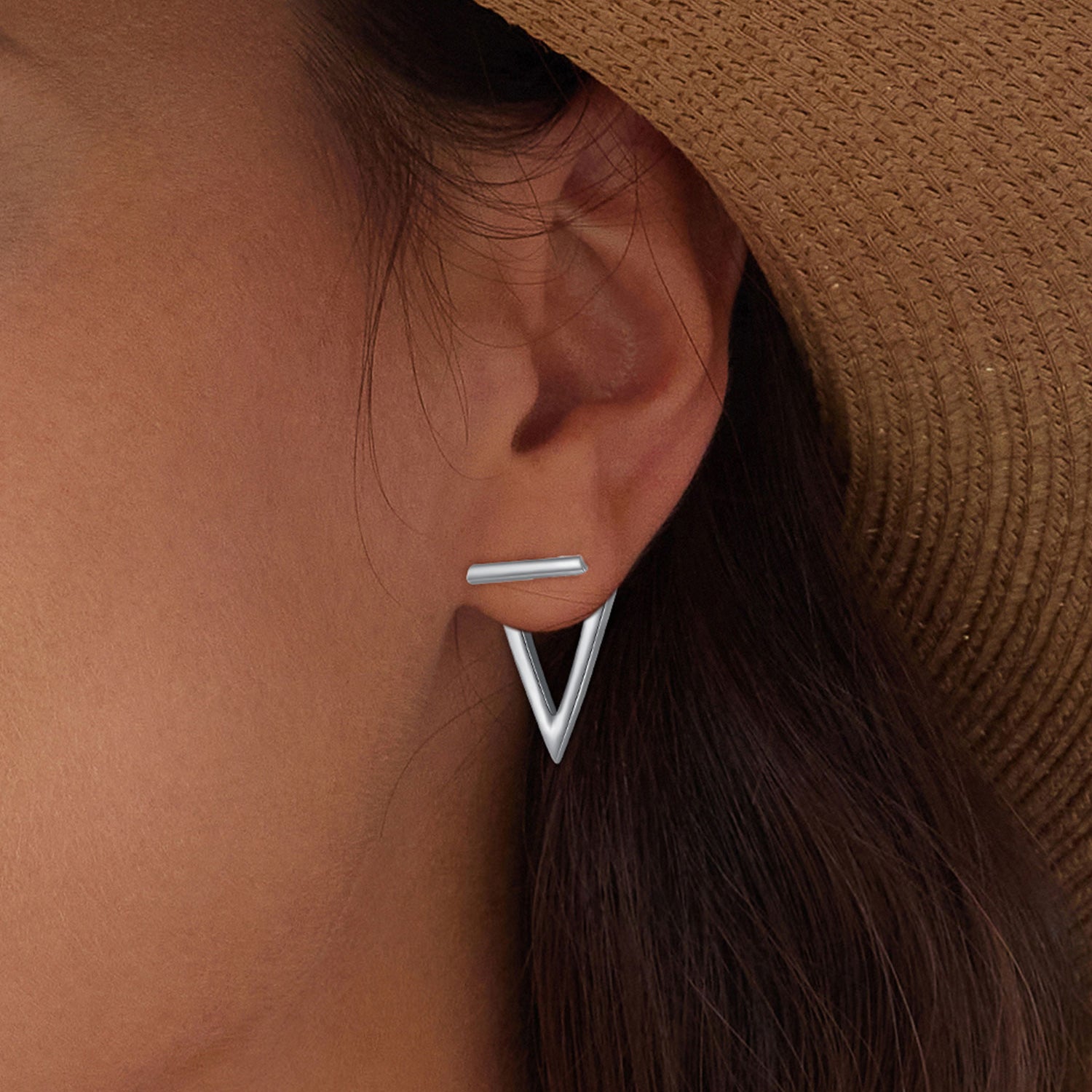 Silver Dash of Geometry Earring Secondary image