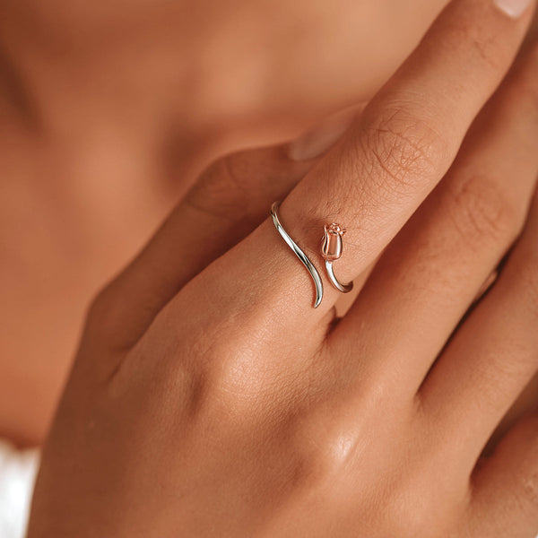 "Sylvory 925 Sterling Silver Delicate Rosebud Ring"