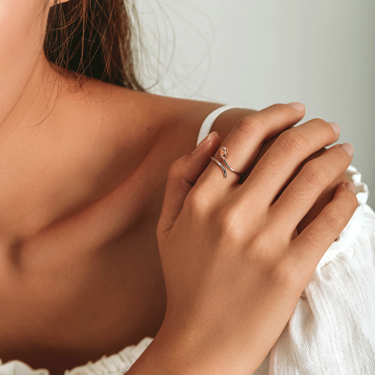 "Sylvory 925 Sterling Silver Delicate Rosebud Ring"