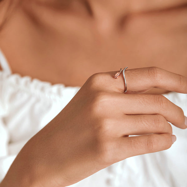 "Sylvory 925 Sterling Silver Delicate Rosebud Ring"