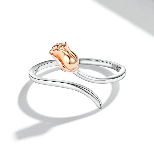 "Sylvory 925 Sterling Silver Delicate Rosebud Ring"