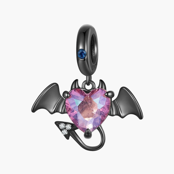 Silver Devilish Heart Charm in 925 Sterling Silver by Sylvory