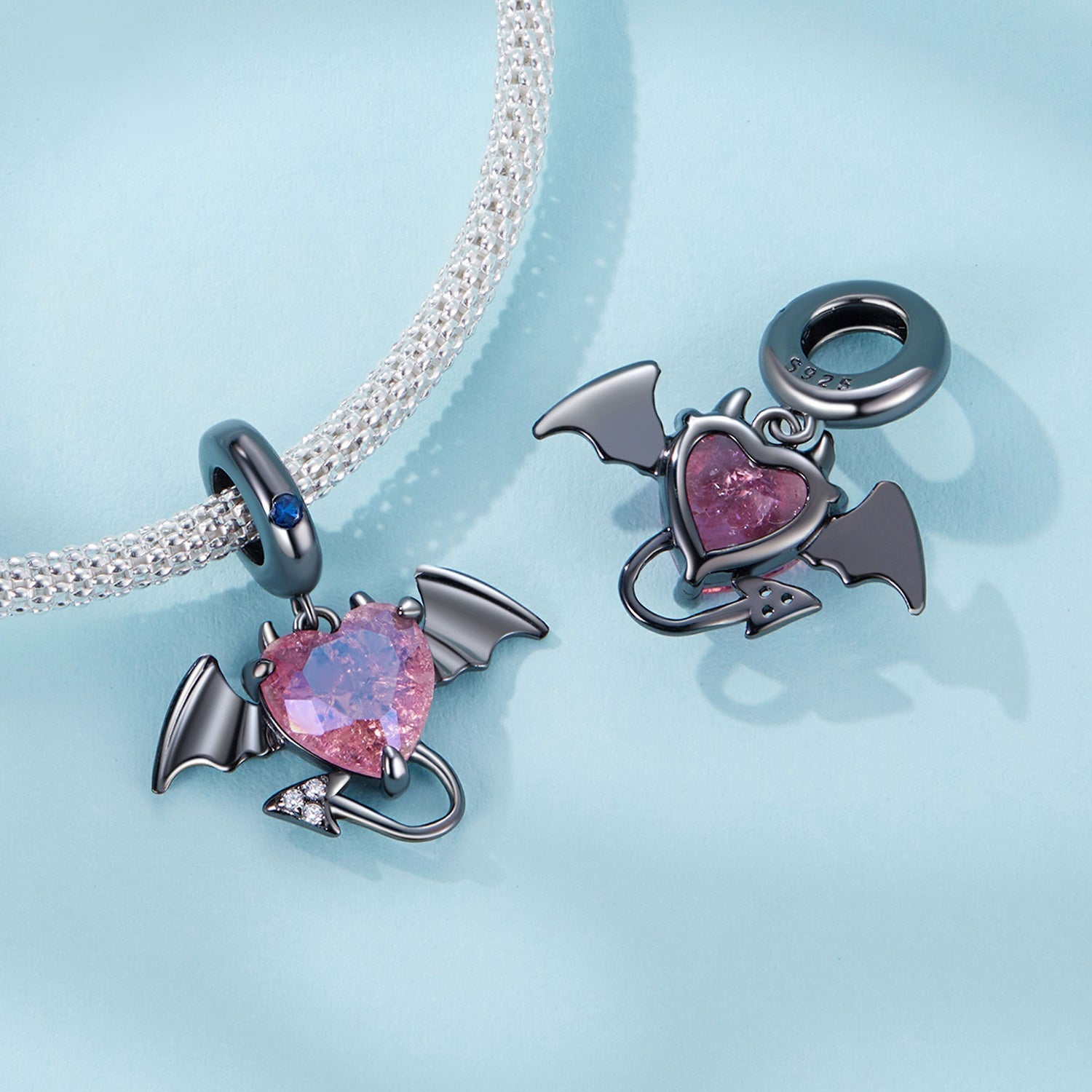 "Sylvory 925 Sterling Silver Devilish Heart Charm"