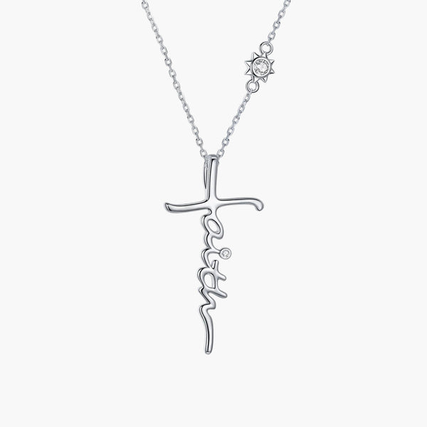 Silver Divine Faith Necklace in 925 Sterling Silver by Sylvory