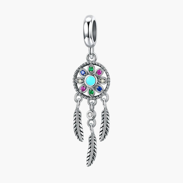 Silver Dreamcatcher Charm in 925 Sterling Silver by Sylvory