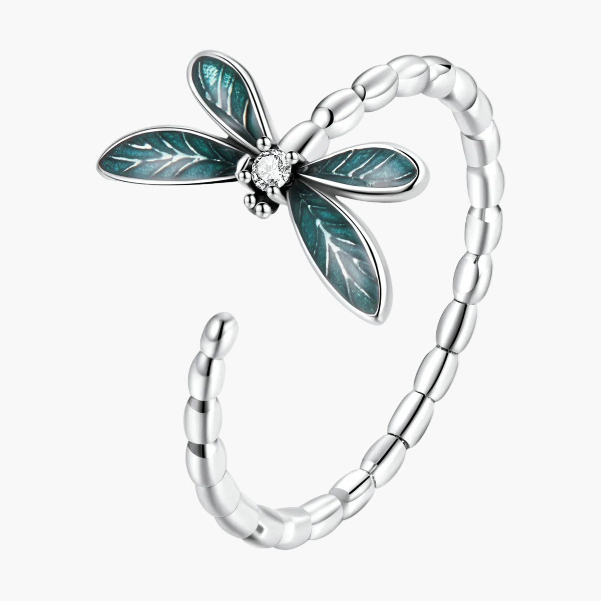 "Sylvory 925 Sterling Silver Driftwood Dragonfly Ring"
