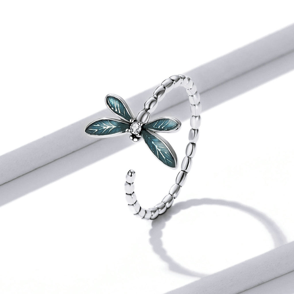 "Sylvory 925 Sterling Silver Driftwood Dragonfly Ring"