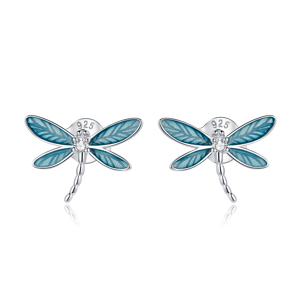 "Sylvory 925 Sterling Silver Driftwood Dragonfly Studs"
