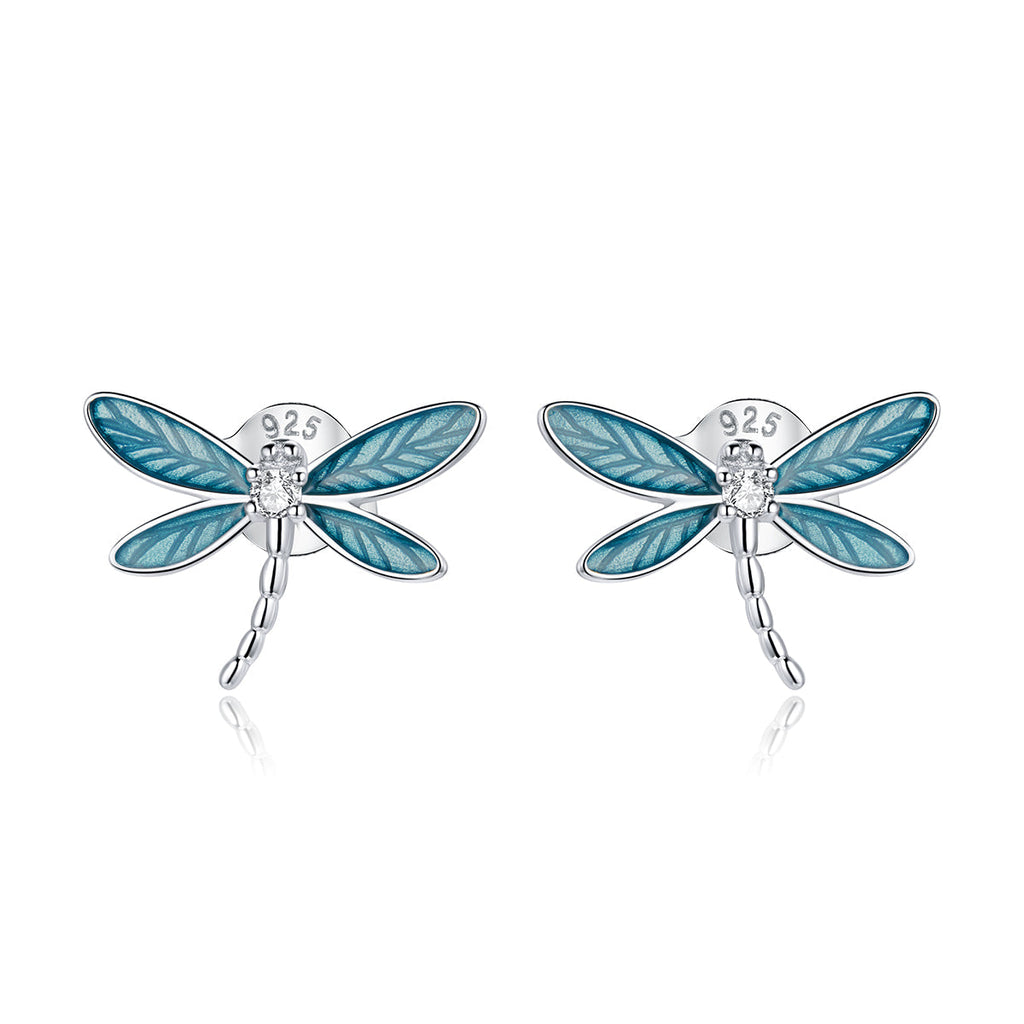 "Sylvory 925 Sterling Silver Driftwood Dragonfly Studs"