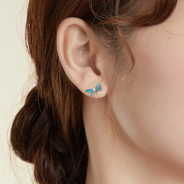 "Sylvory 925 Sterling Silver Driftwood Dragonfly Studs"
