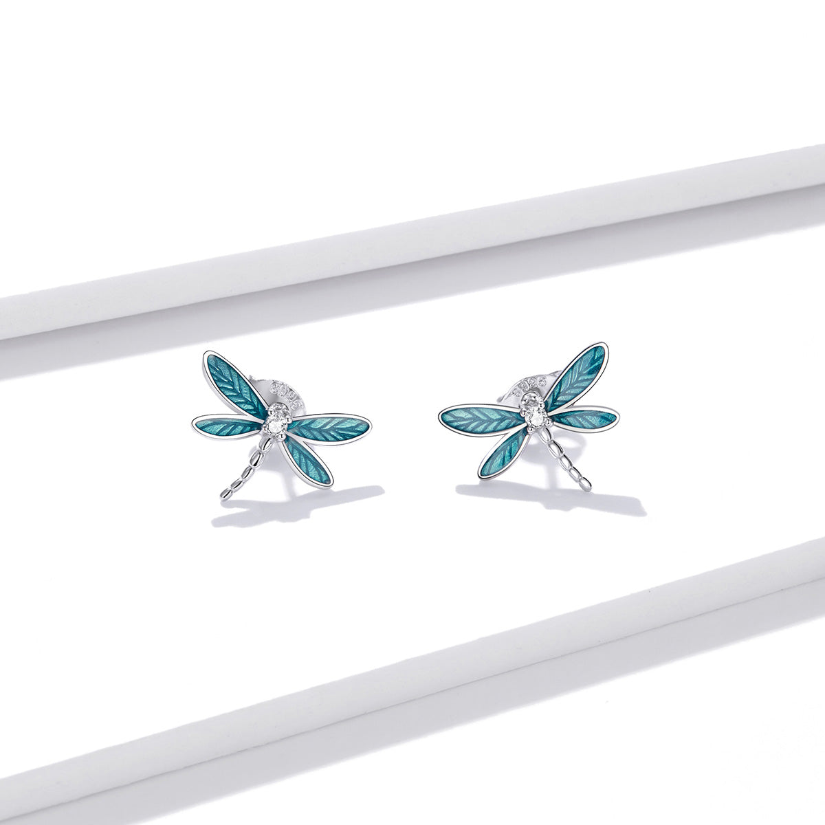 "Sylvory 925 Sterling Silver Driftwood Dragonfly Studs"