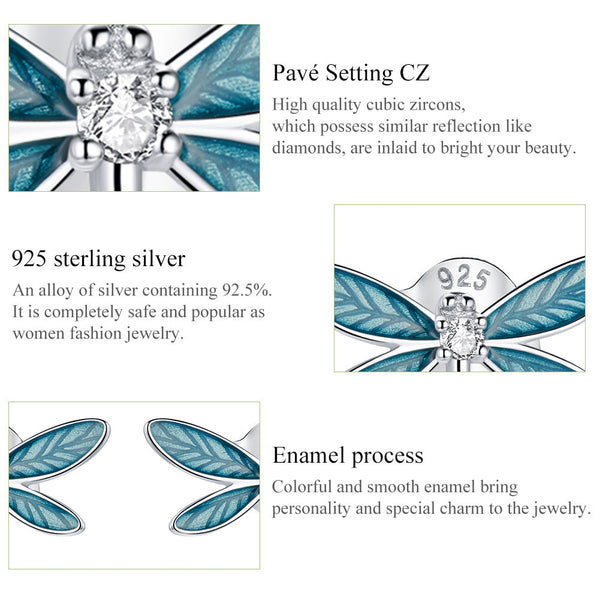 "Sylvory 925 Sterling Silver Driftwood Dragonfly Studs"