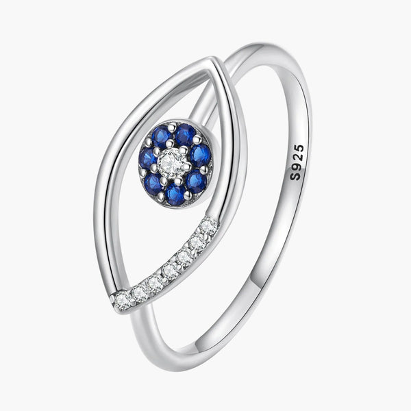 Silver Elegant Eye of Protection Ring in 925 Sterling Silver by Sylvory